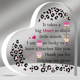 Teacher Heart Plaques Special Teacher's Day Gifts Women Birthday Appreciate Professor Graduation Instructor Thank You Desk Acrylic Signs Christmas Educator Retirement Leopard Souvenirs