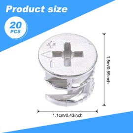 20PCS Cam Lock for Furniture, 15mm X 11mm Furniture Cam Locks Fasteners, Cabinet Hardware Cams Lock Screw Nuts for Connecting and Repairing Furnitures