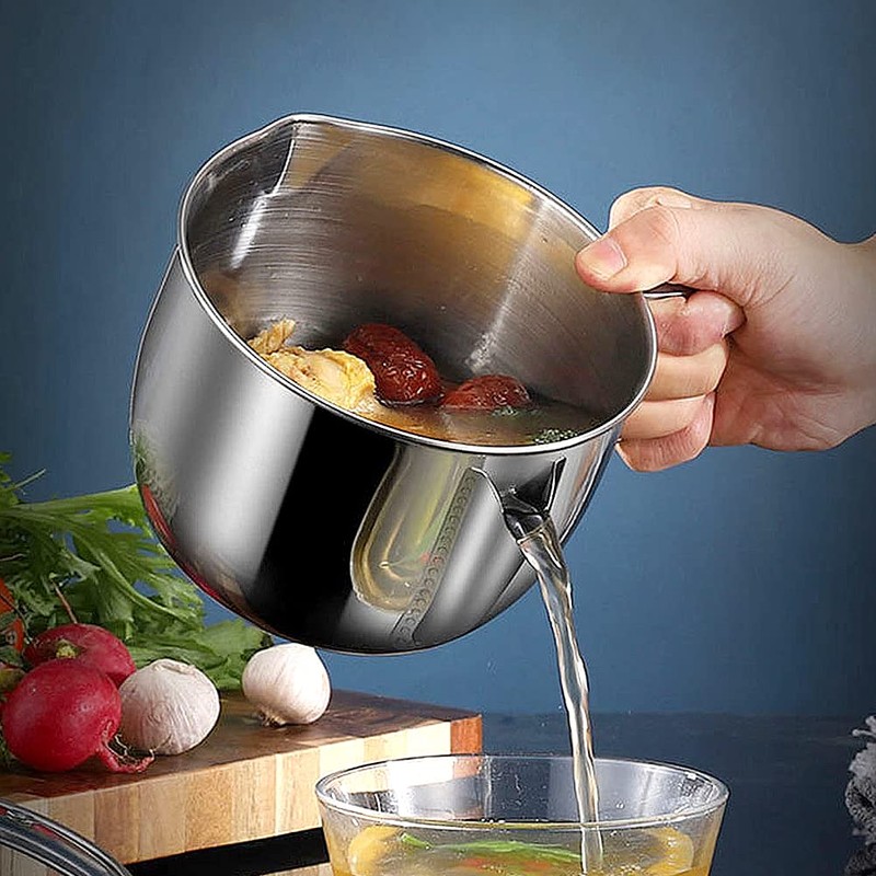 Stainless Steel Fat Separator 4 Cup/1000ML Gravy Grease Separator with