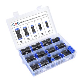CGELE 40Pcs Quick Connect Air Hose Fittings 5/32 1/4 5/16 3/8 1/2 inch Quick Release Pneumatic Push to Connect Fittings Kit Air Line Fittings for 5/32 1/4 5/16 3/8 1/2 inch Tube…