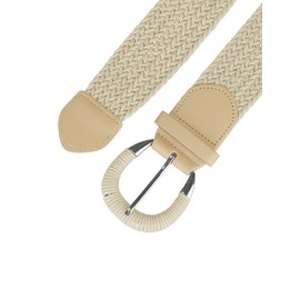Allegra K Woven Waist Belts Wide Braided Belts for Women Dress Metal Buckle 65-88cm/25.59-34.65" Beige