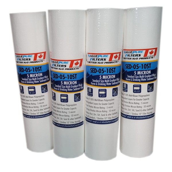 4-Pack of 5 Micron 10" Sediment Water Filter Replacement Cartridge