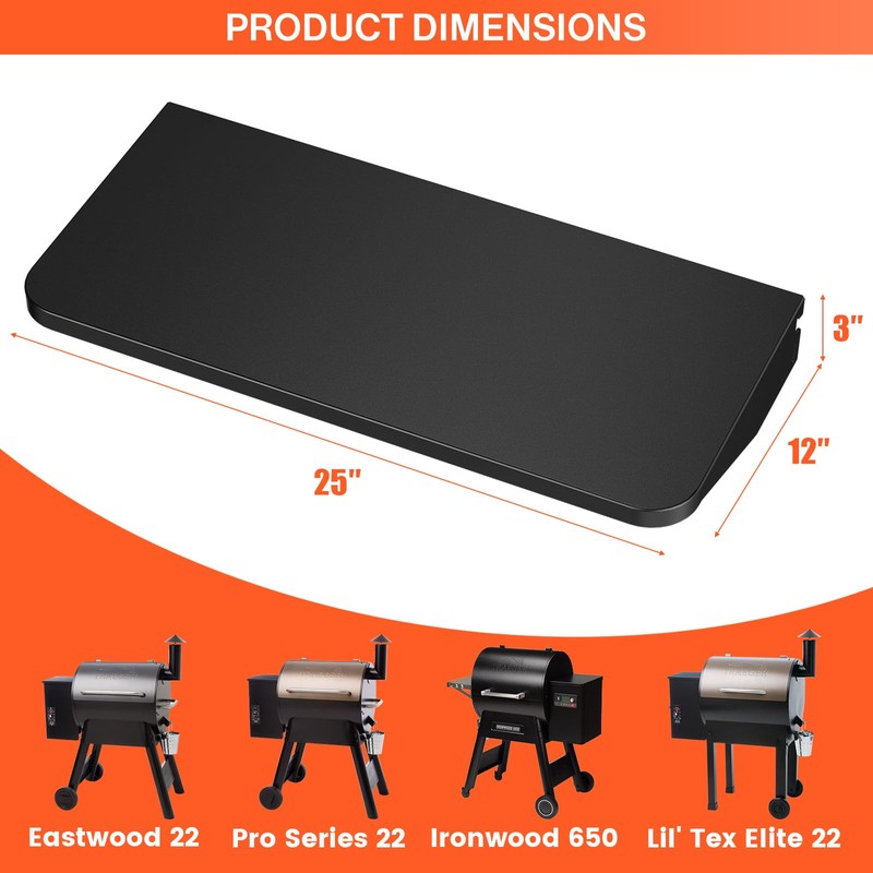 QuliMetal for Traeger Grills BAC362 Folding Front Shelf– Steel Grill