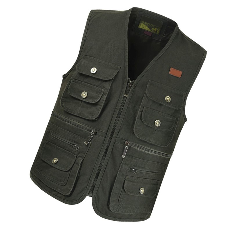 Cargo Vest, Soft and Breathable Multi-Pocket Cotton Camera Vest for