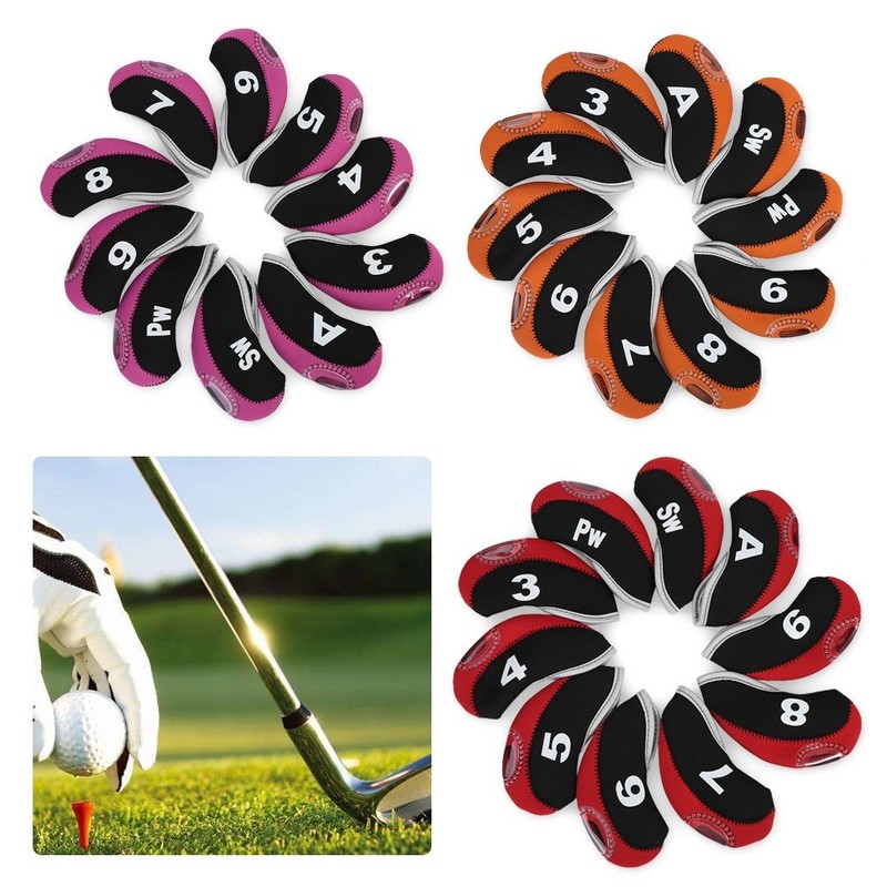 10 Pcs Neoprene Golf Club HeadCovers Iron Head Protect Cover