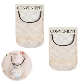 Storage Bag with Stickers, No Hooks Required (2 Pieces), Vegetable Storage Bag, Fruit Storage Bag, Sock Storage, Visible Contents, Quick Removal, Storage, Space Saving, For Bathrooms and Kitchens
