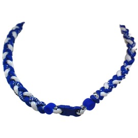 20" Royal Blue White Titanium Sports Tornado Necklace w/Case