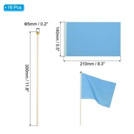 PATIKIL Mini Blank Flags，16 Pcs Light Blue Small Sublimation Colored Flags to Decorate for Card Game Birthday Yard Lawn Ground Marking Sport Golf Party Graduation Irrigation, 11.8"x8.3"