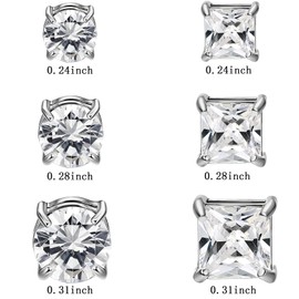 NEWITIN 2 Pairs Stainless Steel Magnetic Stud Earrings for Men Magnetic Earrings Men Clip on Earrings Non Piercing Earrings Unisex CZ Magnetic Earrings Diamond Earrings for Women Men