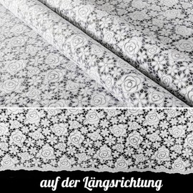 ANRO Tablecloth Lace Vinyl Oilcloth Crochet Lace Look Waterproof Roses Anthracite Roses White 100 x 138 cm