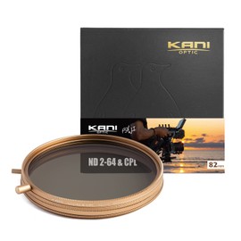 KANI 812834 82mm Variable ND Filter, FSAWI Model ND2-64+CPL, Dimming Effect, Up to 6 Stop Dimming Effect, Multi-Purpose Filter, Includes Detachable Adjustment Knob, X-Shape Suppression at High