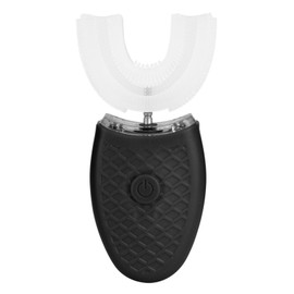 Household Ultrasonic Rechargeable Silicone U shaped Electric Toothbrush Teeth Whitening Brush(Black )