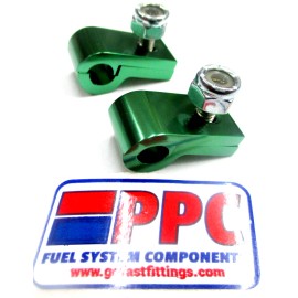 Performance Plumbing Components P Clamp Line Mounting Clamp 3/8 inch ID Polished Green anodized alum  2 per pk