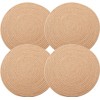 Jute Woven Placemats, Set of 4 Round Braided Tablemats Natural