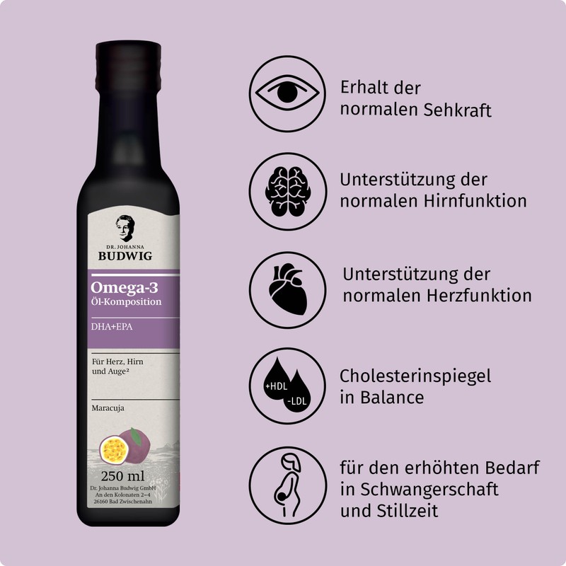 Dr. Budwig Omega-3 DHA + EPA Passion Fruit – Optimal
