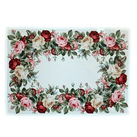 Tablecloth with Rose Print Motif Table Runner 100% Polyester Spring Summer (35 x 50 cm)