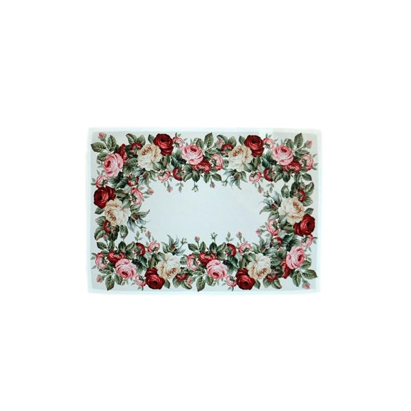 Tablecloth with Rose Print Motif Table Runner 100% Polyester Spring
