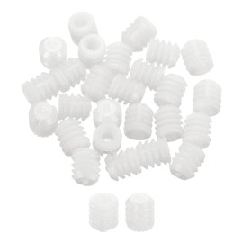 sourcing map 100Pcs 0.34"x0.39" Hinge Dowels, Plastic Dowel Insert with Threaded for Cabinet Door Hinges Furniture Connections, White