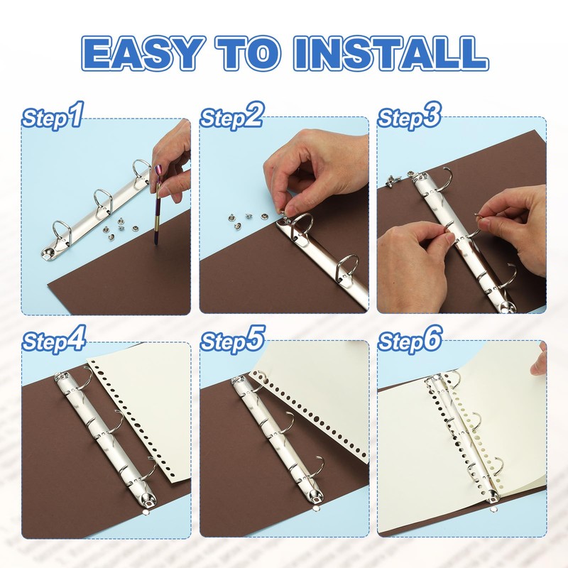 PATIKIL A4 3 Hole Ring Binder Mechanisms, 2 Set 1.97"