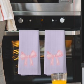 Mcehtle Coquette - Juego de 2 toallas de cocina con lazo para recámara universitario, toallas de mano decorativas para baño, decoración de baño de coqueta, 16 x 24 pulgadas