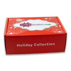 Holiday Tea Collection, Tea Gift Box Set for The Holiday & Christmas, 5 Teas Loose Leaf 30g Each & Tea Tong by Vedic Teas