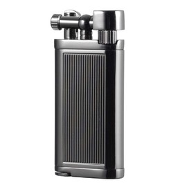 Angled Soft Flame Antique Style Lift Arm Butane Refillable Lighter with Tamper & Pick (Black)