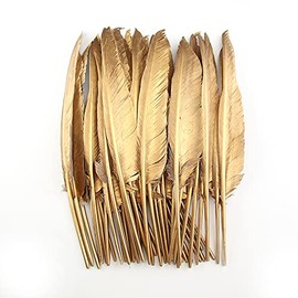 Sowder Golden Turkey Feather,Indian Feather 10-14inch Long, Goose Feathers for Clothing Accessories Pack of 10pcs (Golden Turkey)