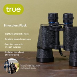 True 1 Box, Binocular Flask, Gameday Hidden Flask, Hidden Alcohol Barware Accessory, Holds 16 oz, Black