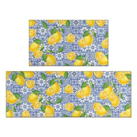 Generic Lemon Kitchen Rug, Non Slip Washable, Farmhouse Kitchen Floor Mat, Waterproof Kitchen Floor Mat for Home Kitchen Decor or Office, 17 ""x30 and 17 ""x47