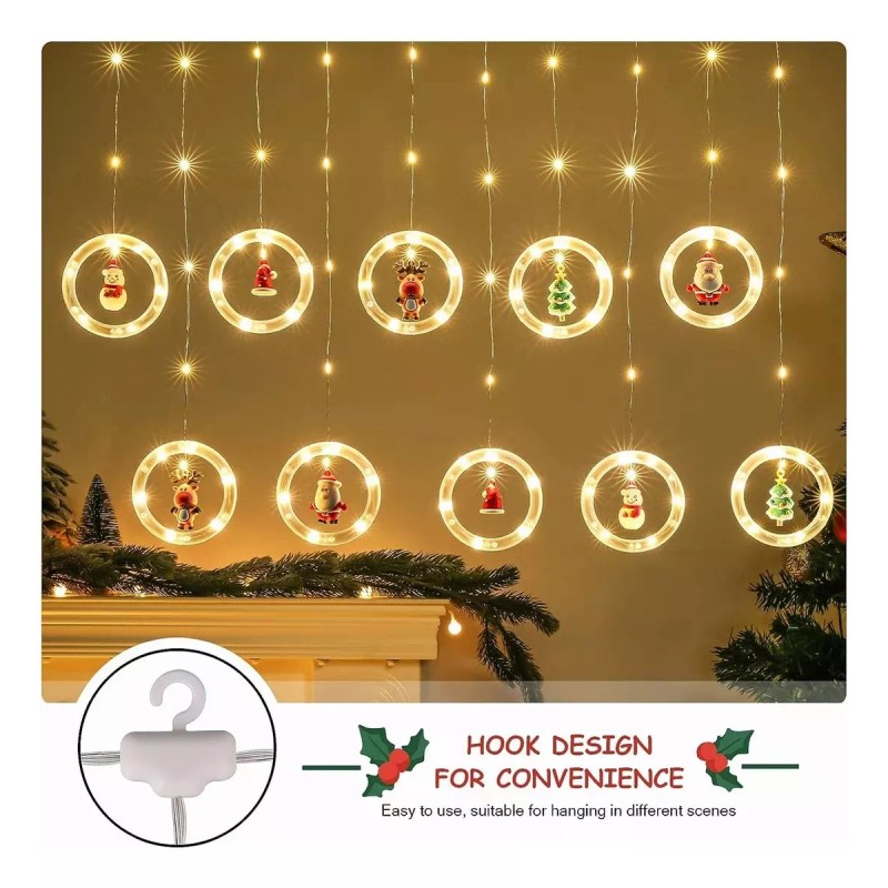Xoxoxx Cortinas Tira Led Luces Decorativa Decoración Navideña Serie