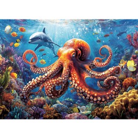 Yunlus 1000 Pieces Jigsaw Puzzles for Adults Octopus Puzzles Impossible Hard Difficult Challenging Puzzles for Teens Underwater World Jigsaw Puzzle Dolphin 1000pc Puzzle 28 x 20 inch