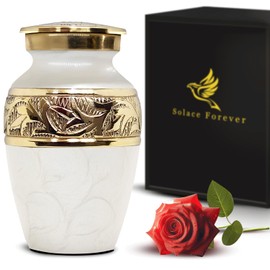 Funeral Urns for Human Ashes Adult Man & Woman - Cremation Urn for Ashes Adult Male & Female - Burial Urns for Men - Honor Your Loved One with Memorial Urns (White, Small)