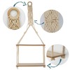 GEEZY 2 Tier Hanging Floating Macrame Rope Shelf Wooden Storage