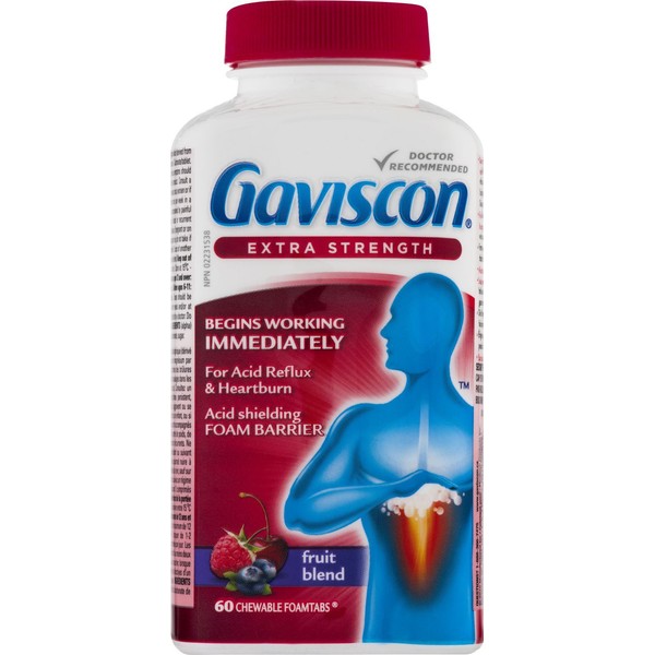 GAVISCON EXTRA STRENGTH CHEWABLES, FRUIT BLEND / 60TB