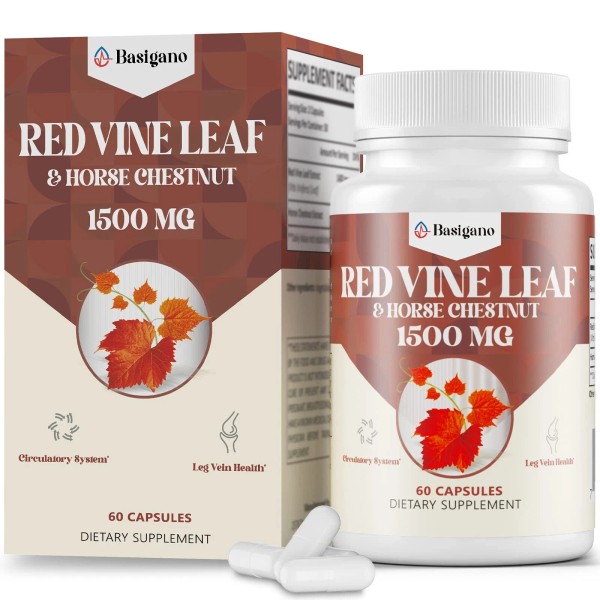 Basigano Red Vine Leaf & Horse Chestnut Extract Capsule Supplements