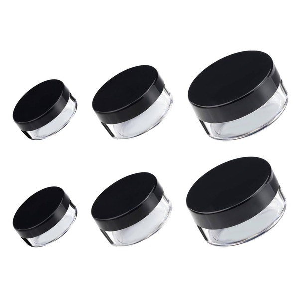 Yitexin 6 Pieces 3 Size Plastic Loose Powder Containers, Refillable