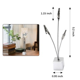 MUMIAO Picture Stand-3 Clip Card Holder Memo Holder Clip Photo Holder Table Number Holder for Food Signs, Memo Notes, Weddings, Restaurants, Birthdays (Silver 5 Pack)