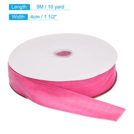 MECCANIXITY Velvet Ribbon 1 1/2 Inch x 10 Yard Single Face Spool Silky Velvet Fabric for Bouquets DIY Crafts Gift Wrapping Wedding Party Pink