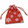 Hackberry Creek 5 Red + White Snowflake Fabric Drawstring Bags,
