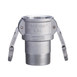TOYOX 633-BB-1-1/2-AL Cam Lock Coupler, Male Thread, For Plant Piping and Various Machinery Installation, 1-1/2 Inches, Aluminum Alloy