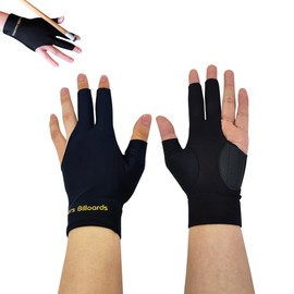 TUKEVA Pack of 2 3 Finger Snooker Gloves, Non-Slip Pool Gloves, Billiard Snooker Cue Gloves, Breathable Billiard Gloves for Snooker, Cue and Sports, Fits Left (Black)