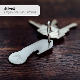 MAGATI Shopping Trolley Remover Key Fob, Removable, Multifunctional, Made Of Stainless Steel With Key Finding Service, Bottle Opener And Tread Depth Gauge Stainless steel, silver