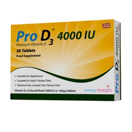4000 IU Tablets | Premium Vitamin D3 | 30 Tablets | Gelatine Free, Lactose Free, Dairy Free, Nut Free | Suitable for Vegetarians, Halal & Kosher Diets | Made in The UK