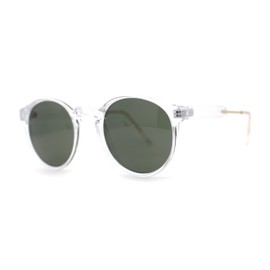 Mens P3 Iconic Keyhole Round Thin Plastic Sunglasses Clear Green
