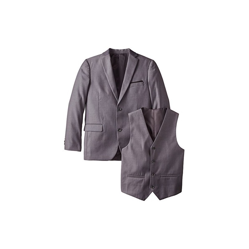 a.x.n.y Boys' Big Tailored Solid 3 Piece Suit, Grey, 10