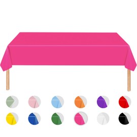 MORAINJAY Party Tablecloth,Rose Red Table Cloth for Birthday,137x274cm Birthday Table Cover Party Tableware,Solid Color Table Decors for Party,Wedding,Picnic,Rose Red Party Supplies for 16 Guests