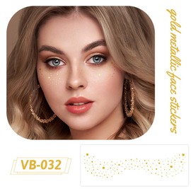 10 Sheets Glitter Freckles Face Tattoo, Sparkle Freckles for Women, Face Waterproof Glitter Speckles Patches, Used for Professional Makeup, Party Gathering Gold