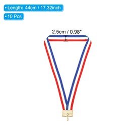 PATIKIL Award Neck Ribbons with Snap Clips, 10 Pcs Polyester Striped Medal Lanyards Ribbon with Leather Head Design for Competitions Sports Meetings Sports Party, Red, White, Blue
