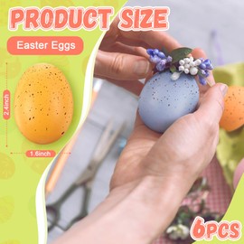 MiniInflat 6 Pcs Foam Easter Eggs 2.4 Inch Colorful Pastel Speckled Egg with Cartons for Table Home Garden Chicken Spring Easter Party DIY Decorations (Light Colors)