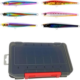 Hard Lure, Sinking Pencil, 3.7 inches (95 mm), 1.4 oz (40 g), 6 Colors + Lure Case, Blue Flounder, Flounder, Flounder, Fly Well